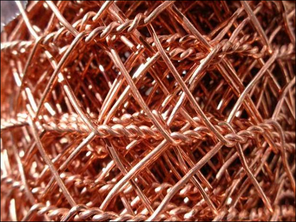 Copper hexagonal wire net in copper, brass and phosphor bronze finish